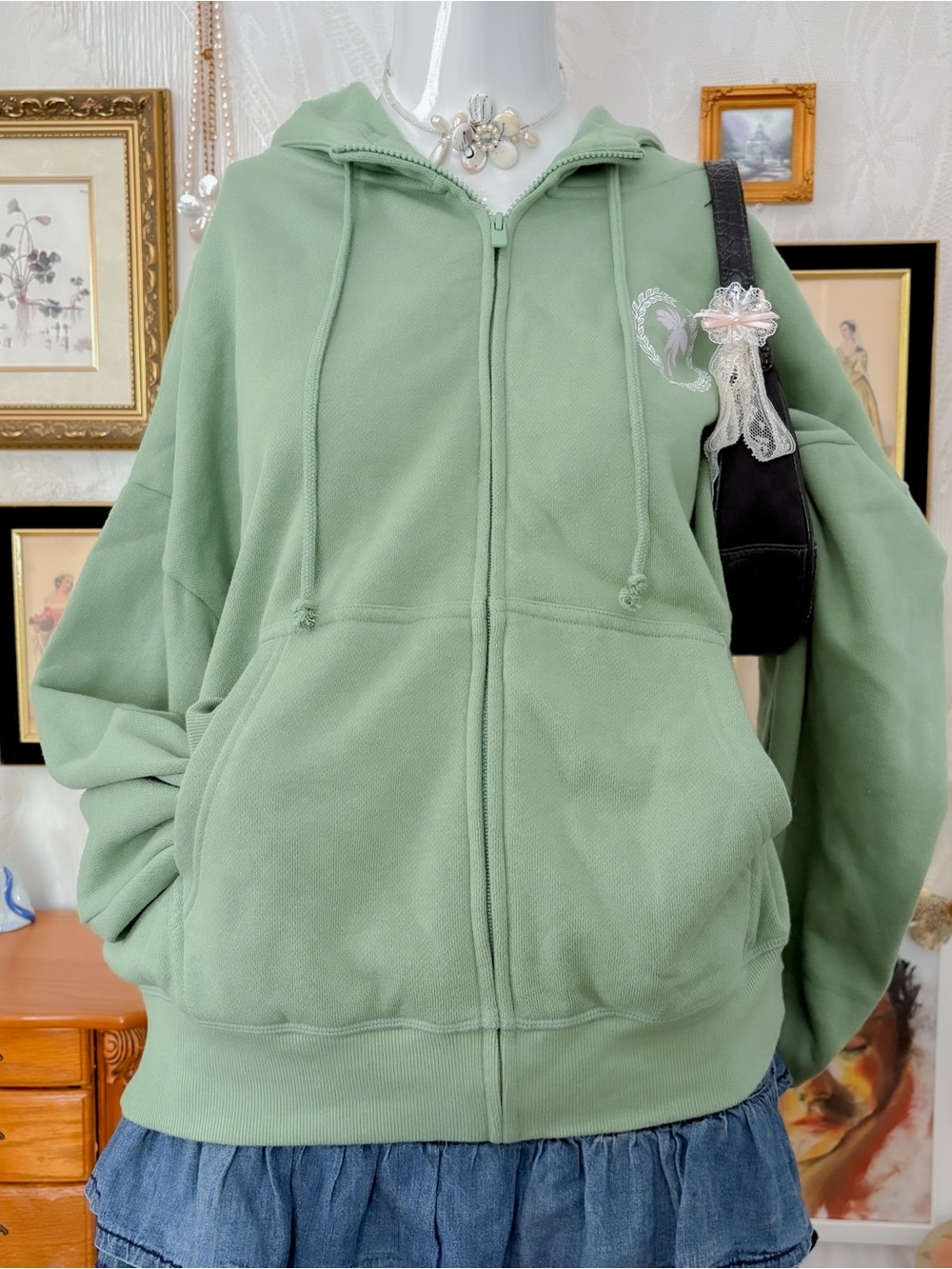 Preppy coastal casual girly California palm tree graphics zip up hoodie